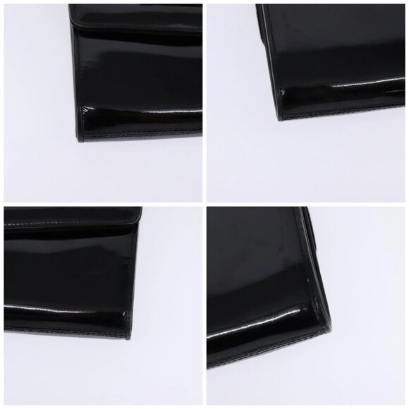 GUCCI Shoulder Bag Enamel Black Gold Auth - Picture 16 of 16